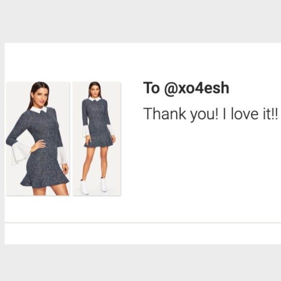 Faux Undershirt Grey Fitted Mini Sweater Dress - Picture 4 of 8